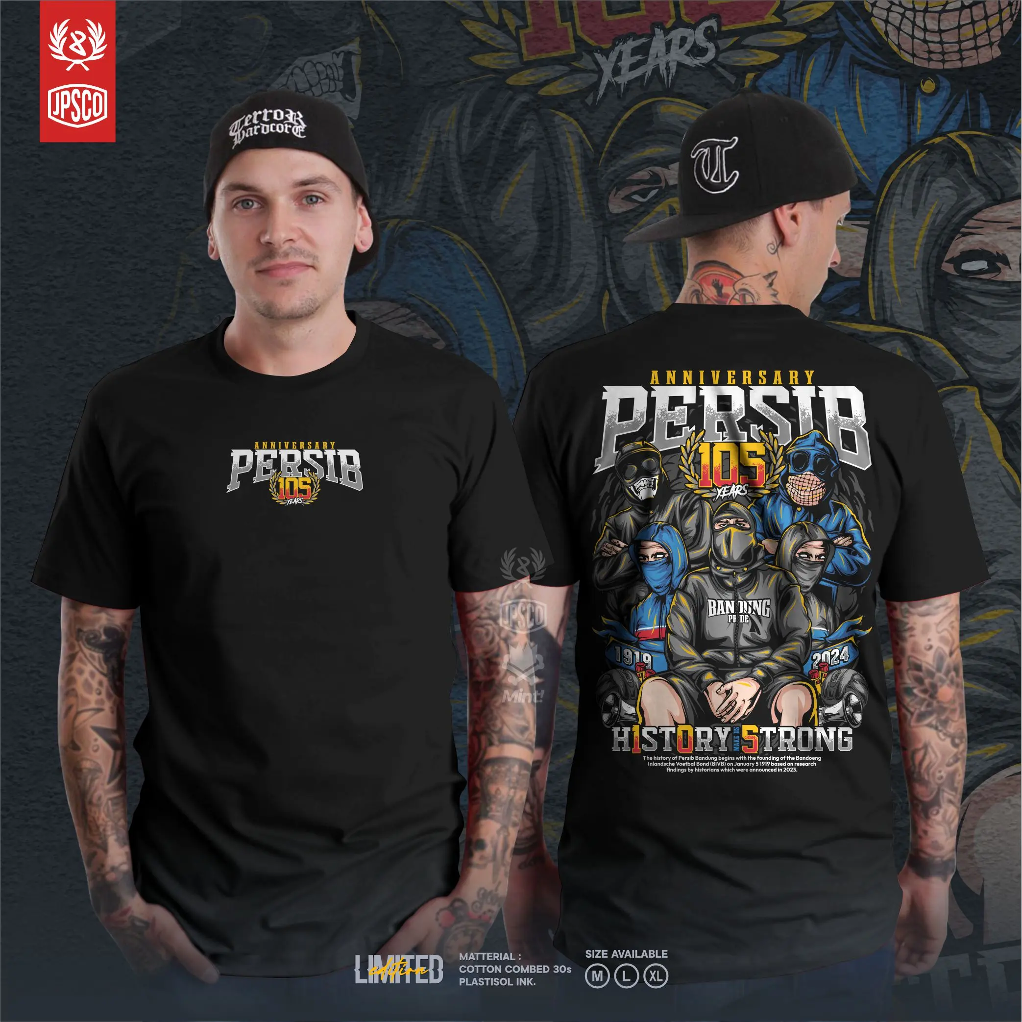 KAOS ANNIVERSARY PERSIB 105 PAKAIAN PRIA TERBARU Distro Baju Katun Hitam Combed Oblong Motif Surfing