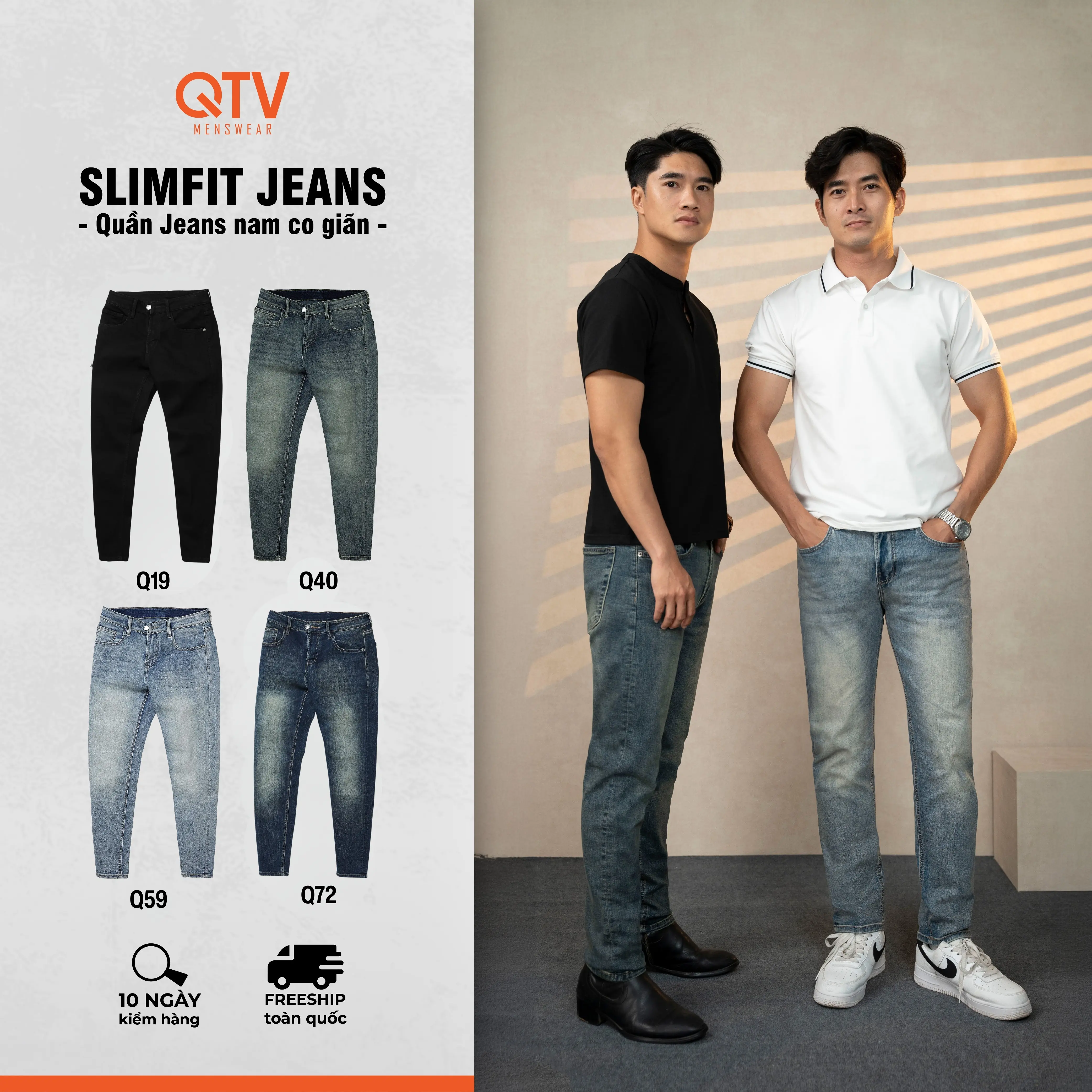 QTV - Quần Jean Nam Slim Fit, Form Ôm Nhẹ, Tôn Dáng, Dễ Phối Đồ, Chất Denim Co Giãn Thoải Mái - BST MÀU PHONG CÁCH