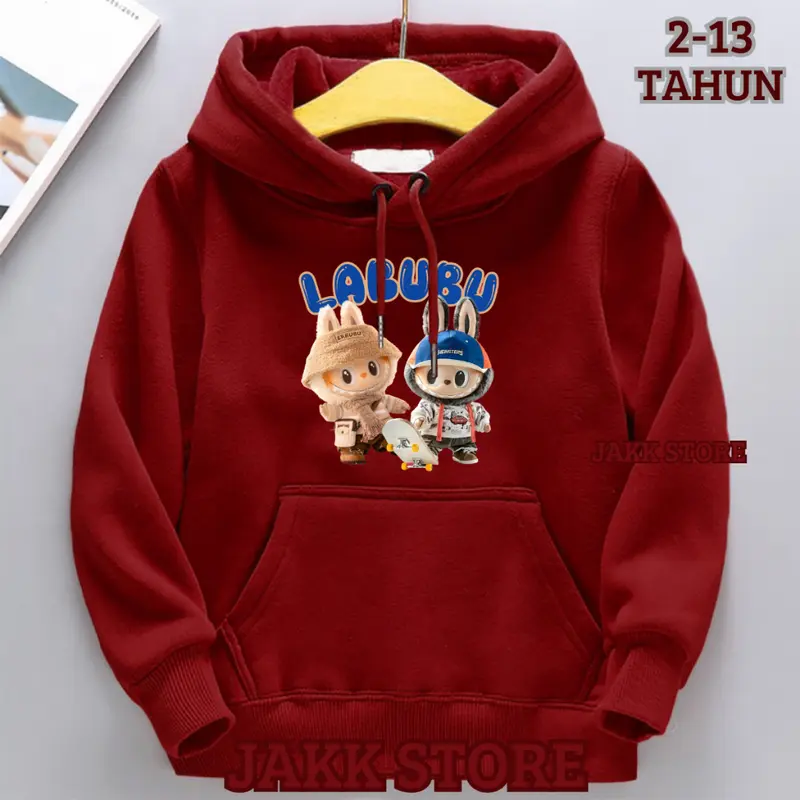 Sweater Hoodie Labubu Anak Laki Laki Perempuan Terbaru Usia 2 3 4 5 6 7 8 9 10 11 12 13 Tahun Jaket Labubu Anak 6