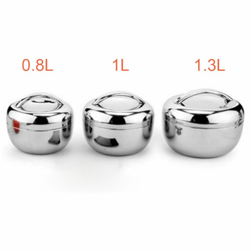 Mini Double Layer Round Bento Lunch Box Durable Stainless Steel Thermal ...