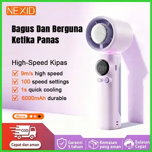 NEXID High-Speed Kipas Angin Kecepatan Tinggi Portabel Semikonduktor Turbo Genggam Pendingin Mini dengan Freeze Kompres Super Wind 100 Gear Speed Tampilan Digital Led Display Adjustable Ulang Untuk Olahraga Luar Ruangan Dan Pendinginan Cepat