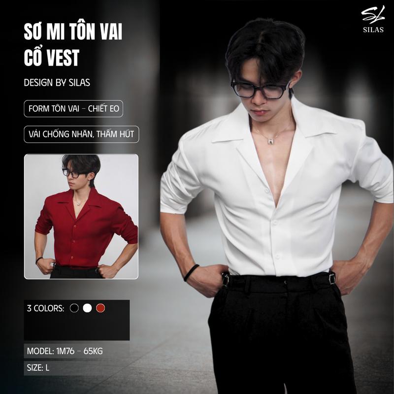 (New-FORM Tôn Vai) Áo Sơ Mi SILAS Trơn ASLC3 Cổ Vest Silas chất cotton chéo thoáng mát, hạn chế nhăn - ASLC1