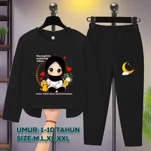 Baju Anak Muslimah Umur 3-10 Tahun Sayangilah Makhluk Allah Setelan Anak Perempuan Set Piyama