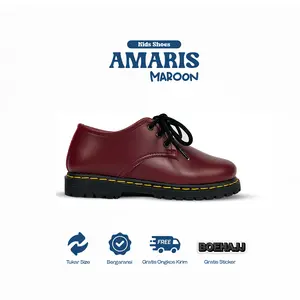 Sepatu Formal Casual Model Pentofel Anak Laki Laki Perempuan Bahan Kulit Sintetis - Amaris Maroon