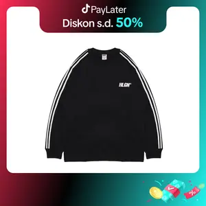 HOOLIGANS T-Shirt LS Linea 22.1 Black Baju Kaos  Hitam  Pria Combed Nyaman Sablon Harian Keren