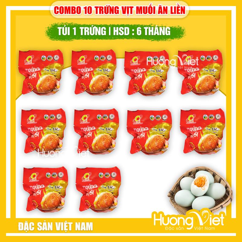 COMBO 10 Trứng vịt muối ăn liền Minh Đức trứng vịt Việt Nam hút chân không 60g trứng ăn ngay không cần chế biến
