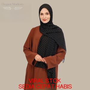 HIJAB BAWAL PLAIN TERBARU PREMIUM COTTON VOILE SEDONDON DENGAN KIP KENANGI SONGKET AIRIS HITAM BERCORAK POLKA DOT, SELENDANG NAFAK YANG SELESA UNTUK GAYA HARIAN DEWAS, REMAJA, KANAK-KANAK, DISELUISI TANGAN DENGAN BENANG KELANTAN SURI WANGI.