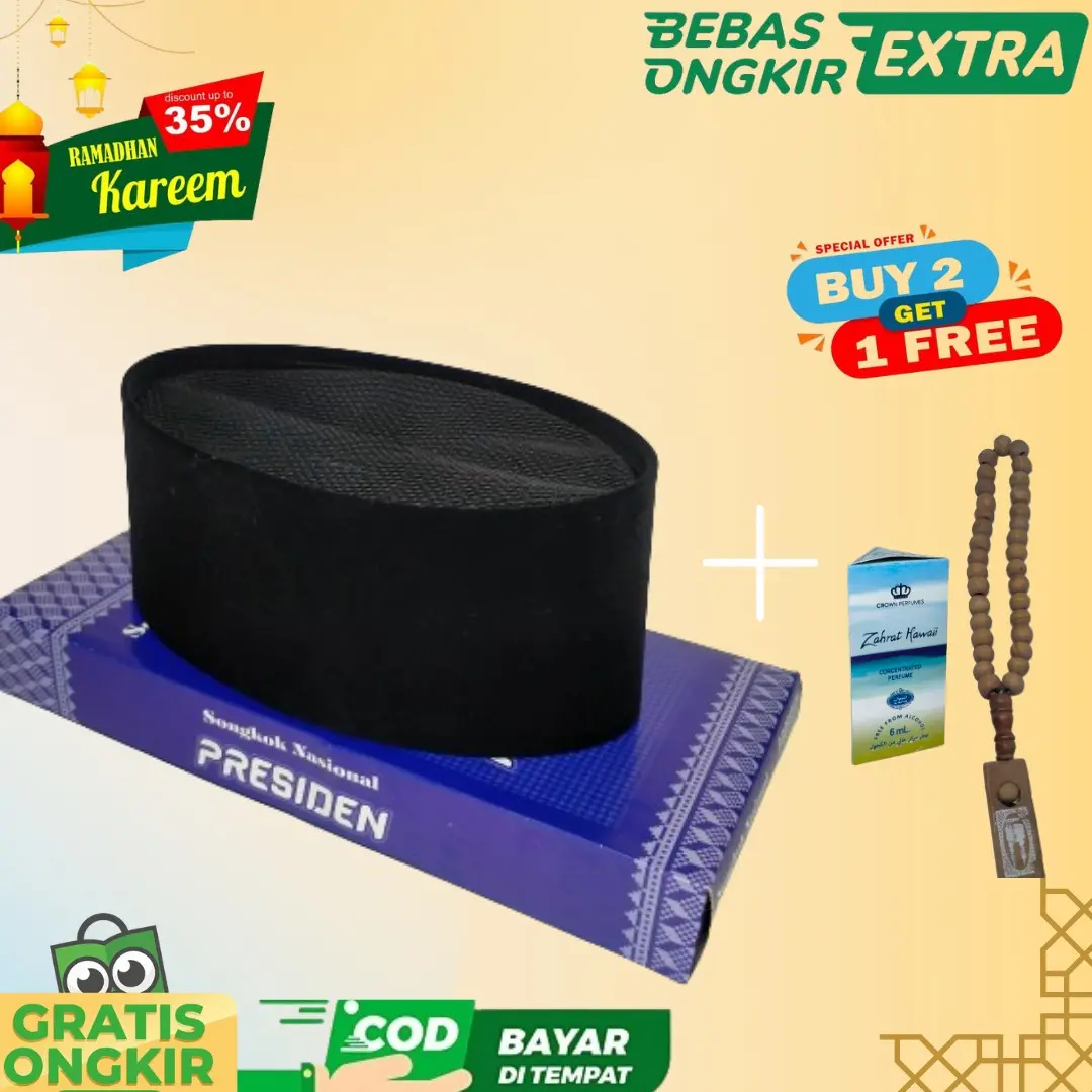 TERMURAH!! / 100% ORIGINAL / SONGKOK /PECI / KOPIAH/ PRESIDEN / HITAM POLOS / FULL AC PREMIUM