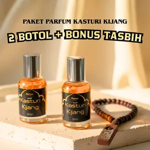 Parfum Kasturi Kijang Premium Spray - 2 Botol + Bonus Tasbih 35ml Parfum Sholat Minyak Kasturi Original Tahan Lama