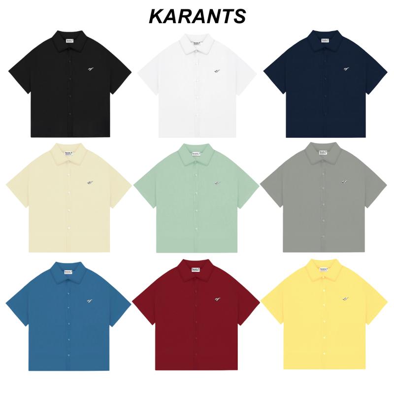 Áo Sơ Mi Trơn 99k Logo KimLoại Karants Form Boxy Vải Cotton Lạnh Premium Nam Nữ Unisex Menswear Hot Trend 2025 - KR216