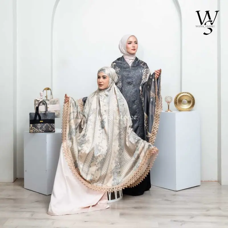 Mukena Dewasa Silk 2in1 Premium Motif Alana Jumbo Mix Polos Series Cantik 3