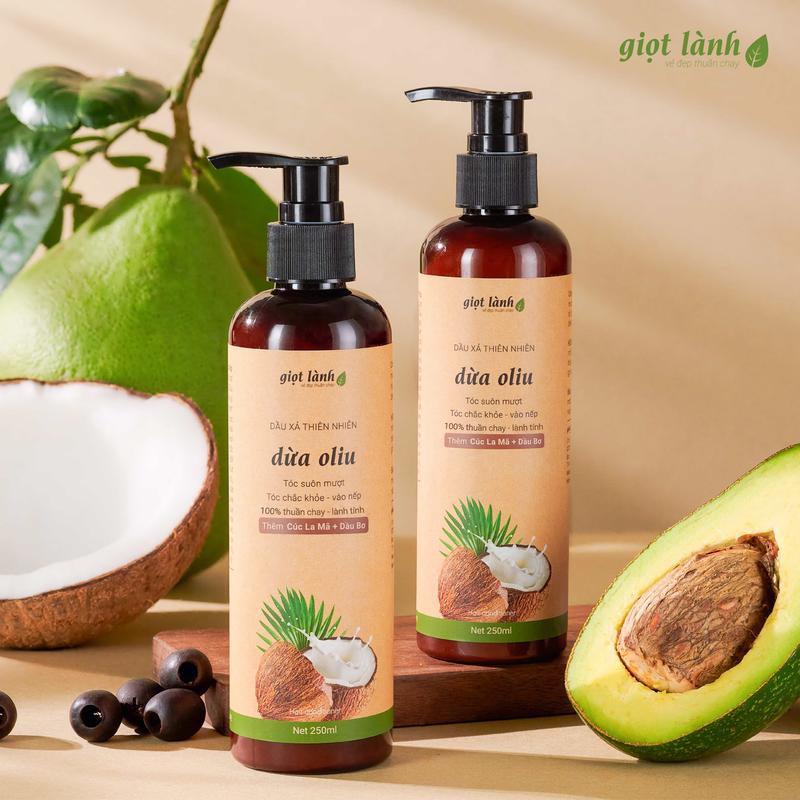   Combo 2 chai  Dầu xả thảo dược Dừa Oliu - hết xơ rối suôn mềm mượt Thuần chay 250ml 