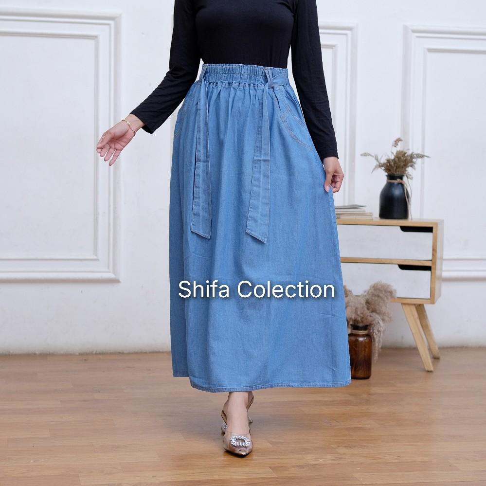 Rok Jeans Panjang Wanita Model Payung Fita Kekinian Bahan Original Jeans Wash Premium 6,5 Ons / Rok Jeans / Rok Panjang Wanita / Rok Jeans Jumbo / Rok Jeans Panjang BB ± 35 - 85 kg Denim Nyaman Variasi Hitam Biru Navy Samping Rok Jeans Panjang Wanita Model Payung Fita Kekinian Bahan Original Jeans Wash Premium 6,5 Ons / Rok Jeans / Rok Panjang Wanita / Rok Jeans Jumbo / Rok Jeans Panjang BB ± 35 - 85 kg Denim Nyaman Variasi Hitam Biru Navy Samping