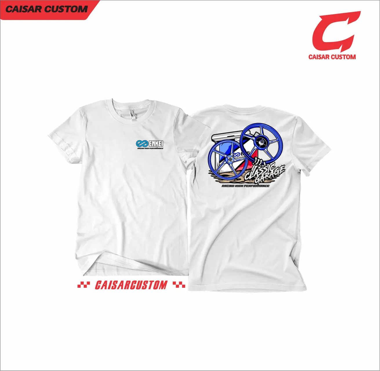 Kaos Distro ENKEI Velg Motor Otomotif - Bahan Cotton Combed 30s Premium - Sablon