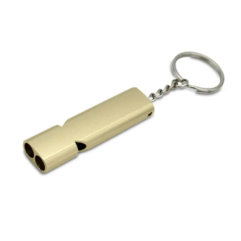 Peluit Pluit Burung Stainless Import Alloy Dual Double Whistle Ultrasonic Ultrasonik Gantungan Kunci Mobil Motor Rumah Camping 1