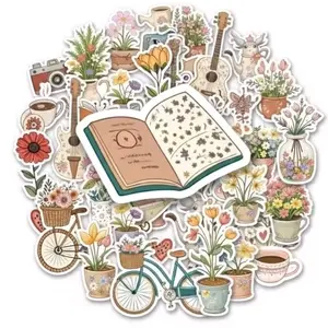 76  Pcs Stiker Scrapbook Alat Sekolah Aesthetic Scrapbook Graffiti Anti Air Waterproof