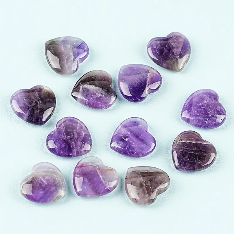 Pure natural material crystal carving piece mini heart 6