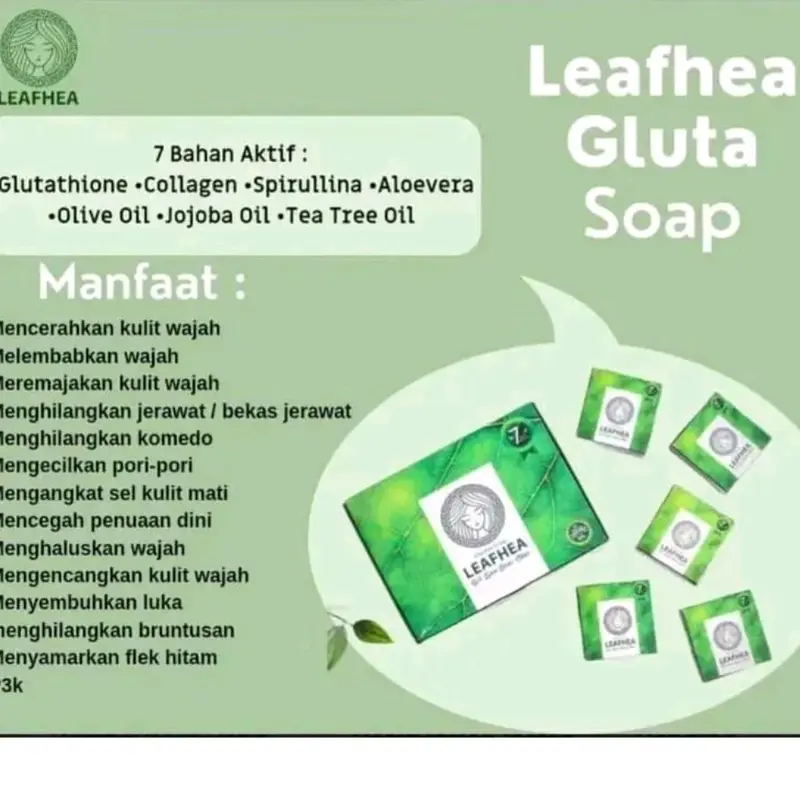 Power Shop 6-PCS LEAFHEA Sabun Leafhea Gluta Soap Kemasan Lama Soap Mencerahkan Mengencangkan Muka Membersihkan Wajah Perempuan Pencerah Berjerawat Memudarkan 6