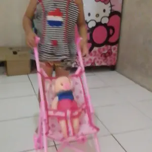 MAINAN ANAK BONEKA DAN STROLLER BONEKA BISA MENANGIS DORONGAN BONEKA ANAK PEREMPUAN