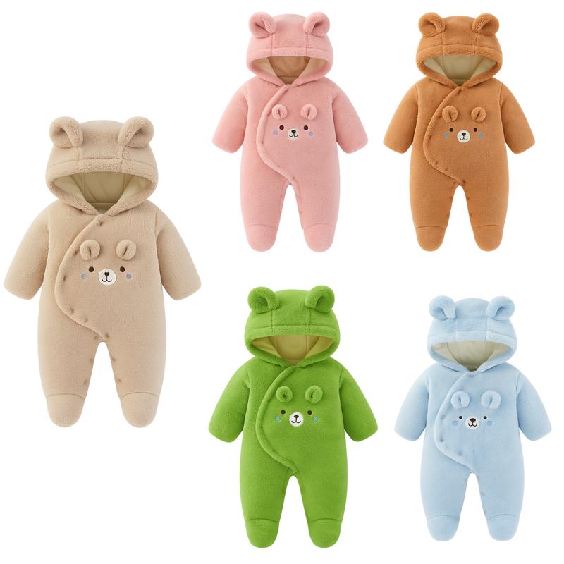 Body nỉ lông Hình Gấu 3 lớp cho bé sơ sinh 3-12kg dày dặn cho mùa dông - BD41