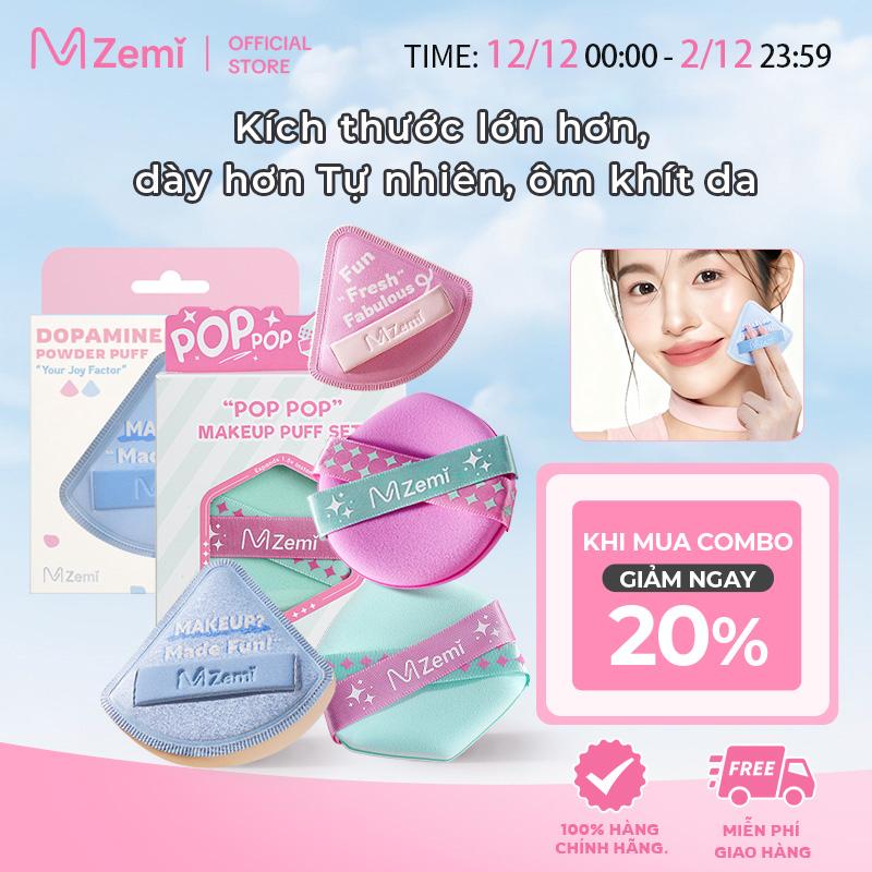 Bông mút trang điểm ZEMI lớp nền mềm mại và bám da kích thước siêu lớn dày dặn và bền chất liệu rubycell mịn màng thân thiện với da không hút kem nền thiết kế hình tam giác giúp trang điểm chính xác bộ 2 miếng kèm hộp đựng