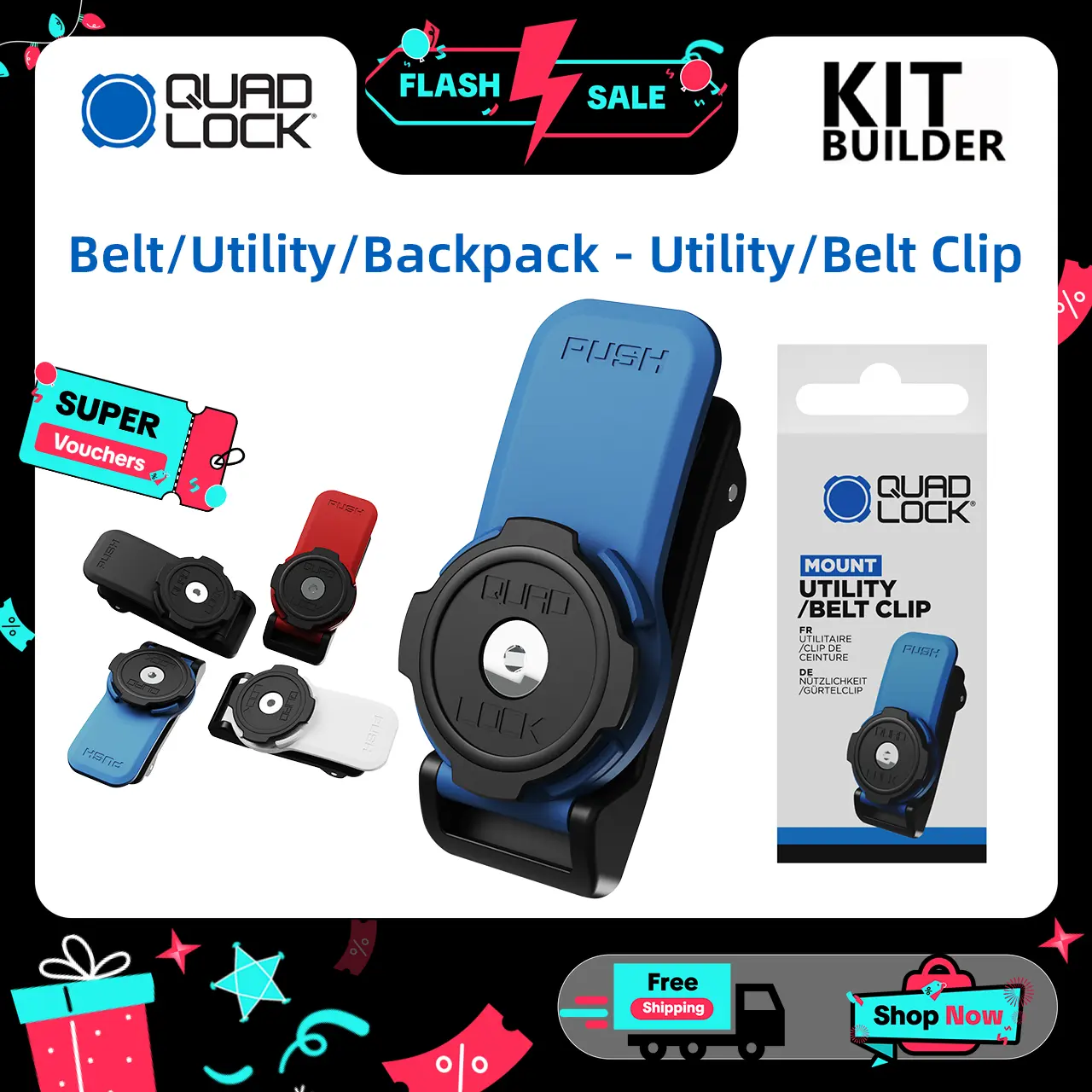 Quad lock Belt Clip phone mounts clipe Belt Utility Backpack Oiriginal mount Stand Smartphone Cellphone Steel