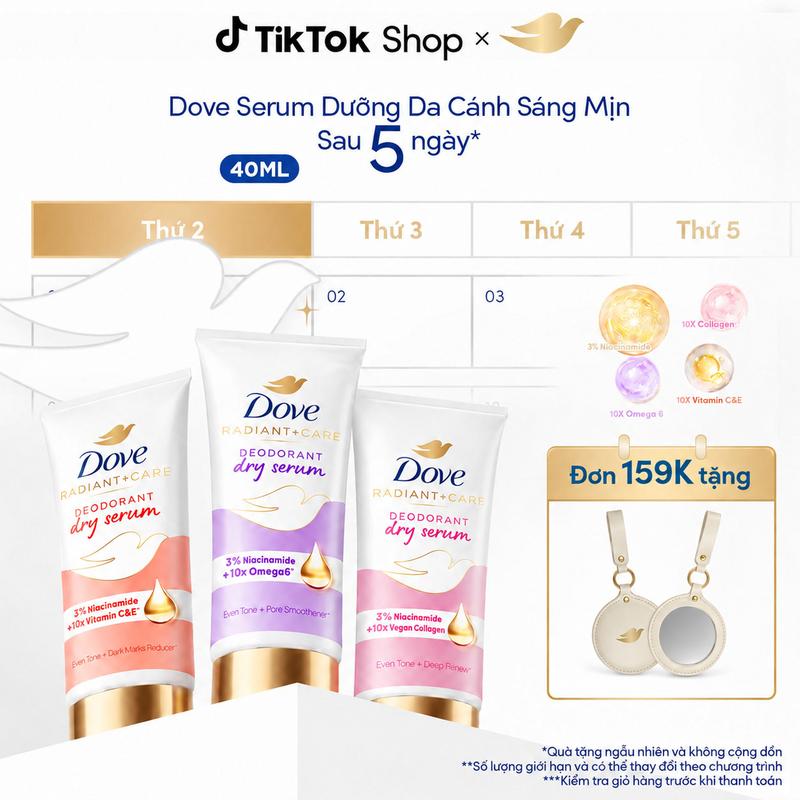 Dove Serum dưỡng sáng khử mùi Dove dành cho nữ với 3% Niacinamide giúp da sáng mịn đều màu 40ml tốt như lăn khử mùi
