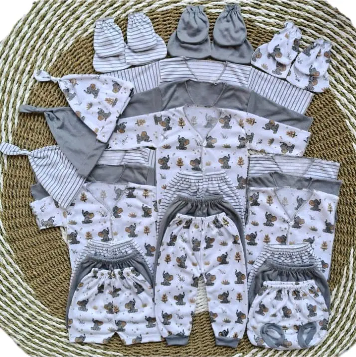 Paket 33 PCS Hemat Baju Bayi Setelan Lengan Panjang Kutung & Pendek Katun Cewek Cowok Perlengkapan Newborn