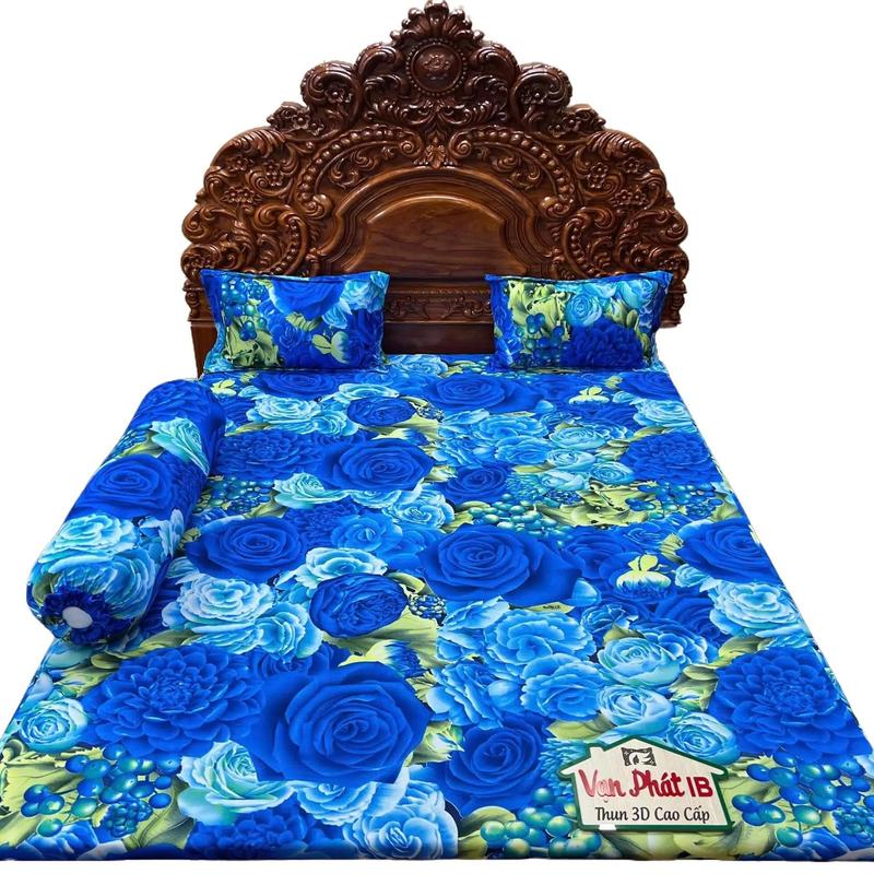 Bộ Ga Gối Thun Hàn Quốc Mẫu Hoa Đa Dạng Mẫu-Bộ 4 Món Bao Gồm 1 Tấm Ga Bo Chun 2 Vỏ Gối Nằm 45x65cm & 1 Vỏ Gối Ôm Dây rút 35x100cm Chất Liệu Mềm Mịn Thoáng Mát Không Bai Màu Dễ Giặt Mau Khô