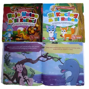 Buku Cerita 2 Bahasa Seri Fabel Inspiratif Full Colour Cerita Binatang Raja Hutan & Sikelinci & Si Kucing & Si Rubah - Books