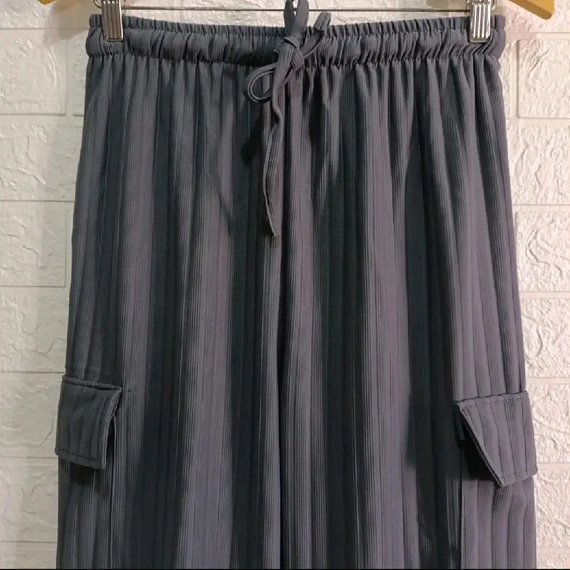 BIG PROMO Kulot Cargo Jumbo Knit Hornet Panjang  Celana Wanita Pant Linen Bawahan Tebal 3