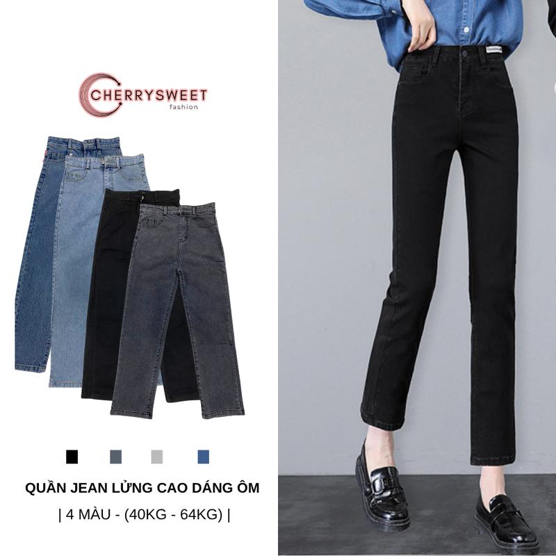 Quần Jean Ống Đứng Nữ CHERRYSWEET Dáng Lửng Suông Co Giãn Phong Cách Hàn Quốc T029 Women Pants
