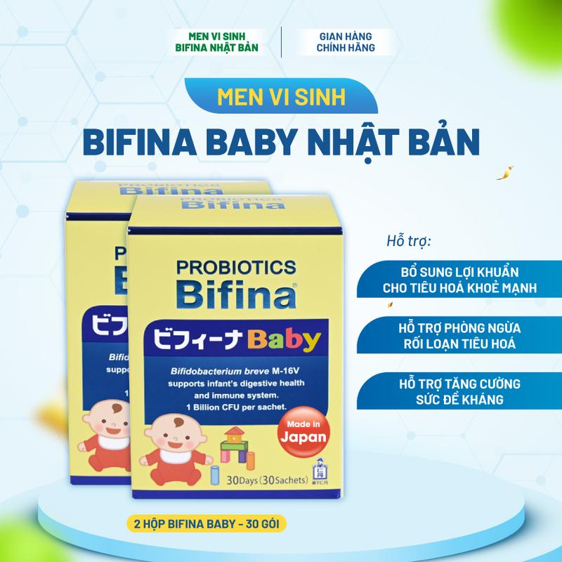 Bifina baby Nhật bản - Men vi sinh cho bé - Combo 2 Hộp - Bổ sung lợi khuẩn hỗ trợ giảm rối loạn tiêu hoá - 30 gói/hộp