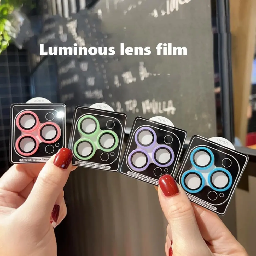Luminous ceramics Camera Lens film For iPhone 15 14 Plus 13 12 11 Pro Max Lens Protector Precise positioning Luminous Lens Cover
