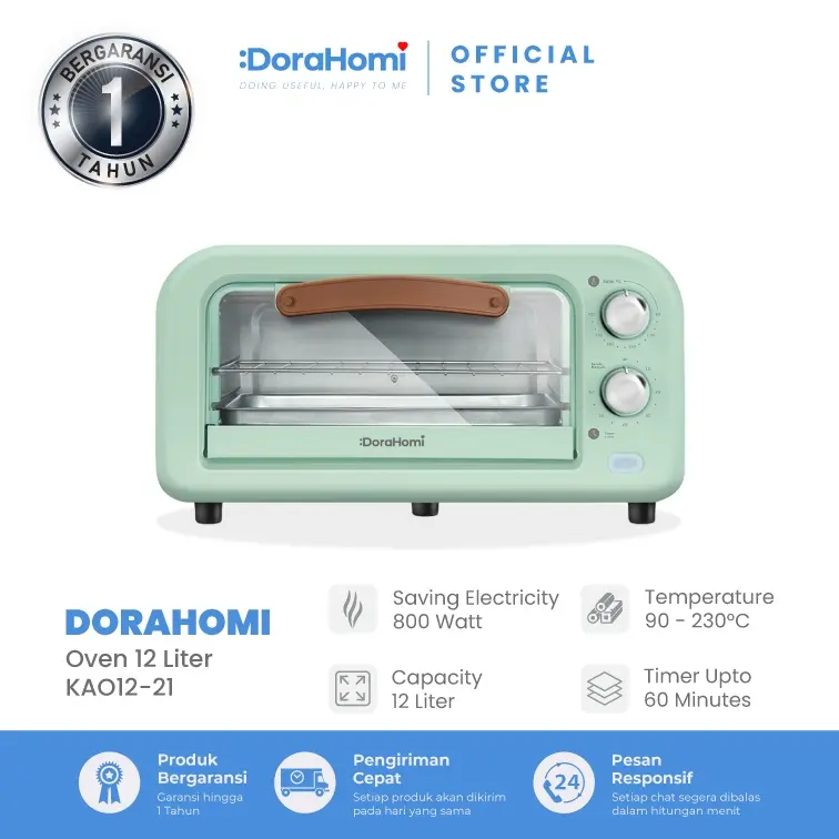 New DoraHomi Oven Listrik Low Watt Electric Open Pemanggang Kue alat panggang Serbaguna 12 Liter 800 W