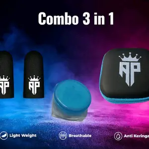 Sarung jempol paket 3 in ap king dengan bedak powder gaming & dompet gaming