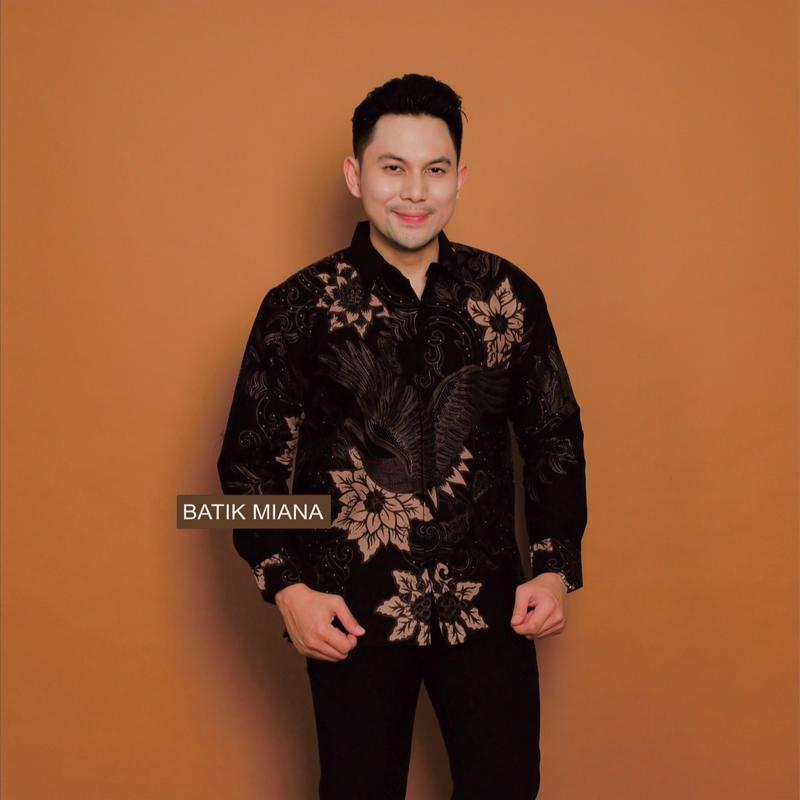 Kemeja Batik Pria ADINATA Bahan Katun Halus Lapis Furing Motif Bunga Reguler Fit Outfit Kondangan Nyaman 0