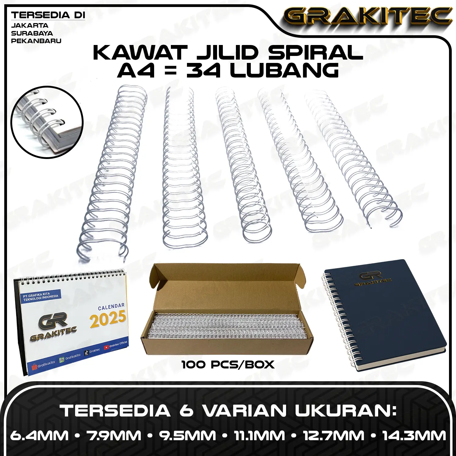 Grakitec Ring Kawat Spiral Jilid Spiral A4 3:1 | 34 lubang