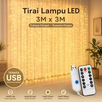 Gambar Vinnatsu Lampu Tirai LED Air Terjun Tirai Dongeng USB Remote Control Waterproof Dekorasi Pernikahan Dekorasi Pesta 3M×3M 300Leds 8 Mode - Warm-300*200cm dari Vinnatsu Kab. Tangerang 1 Tokopedia