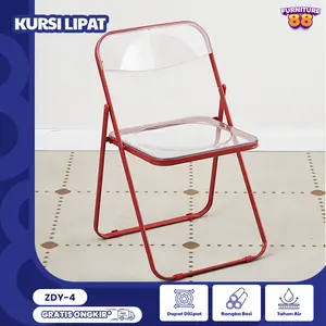 FURNITUR88 Kursi Lipat Dudukan Mika Transparan Kerangka Besi Kursi Tamu Kursi Makan Kursi Restoran