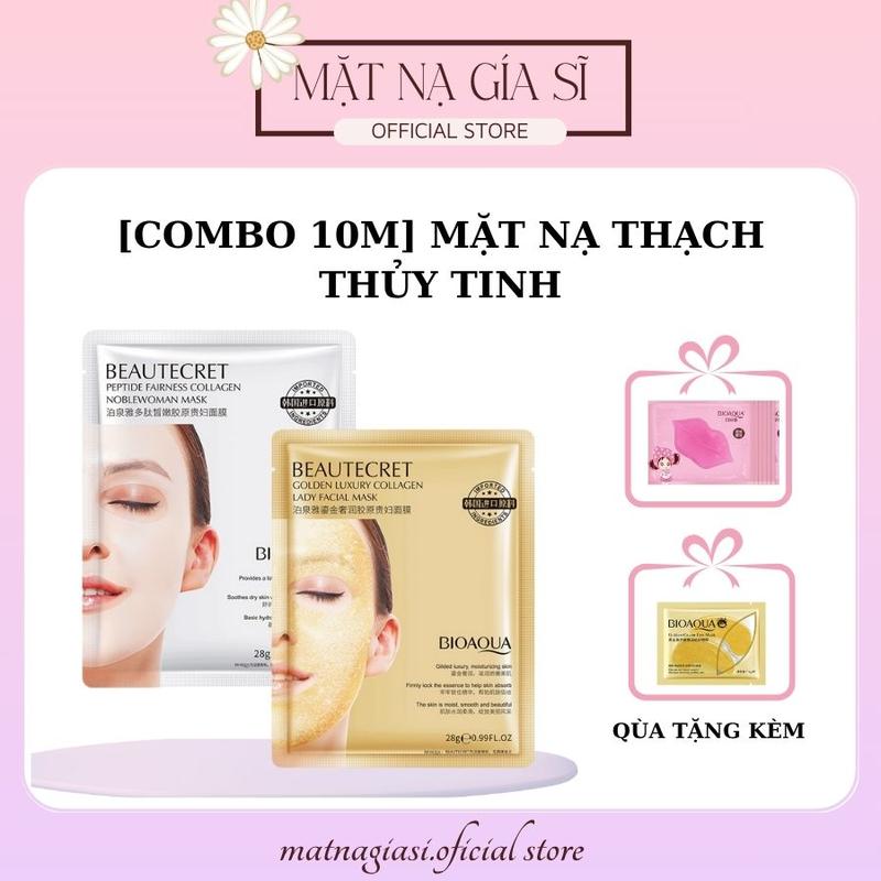 [Combo 10 Miếng Tặng Kèm Nạ Mắt Môi] Mặt nạ thạch thuỷ tinh collagen - Mặt Nạ Thuỷ Tinh Bioaqua Dưỡng Trắng, Cấp Ẩm Cho Da Collagen Skincare