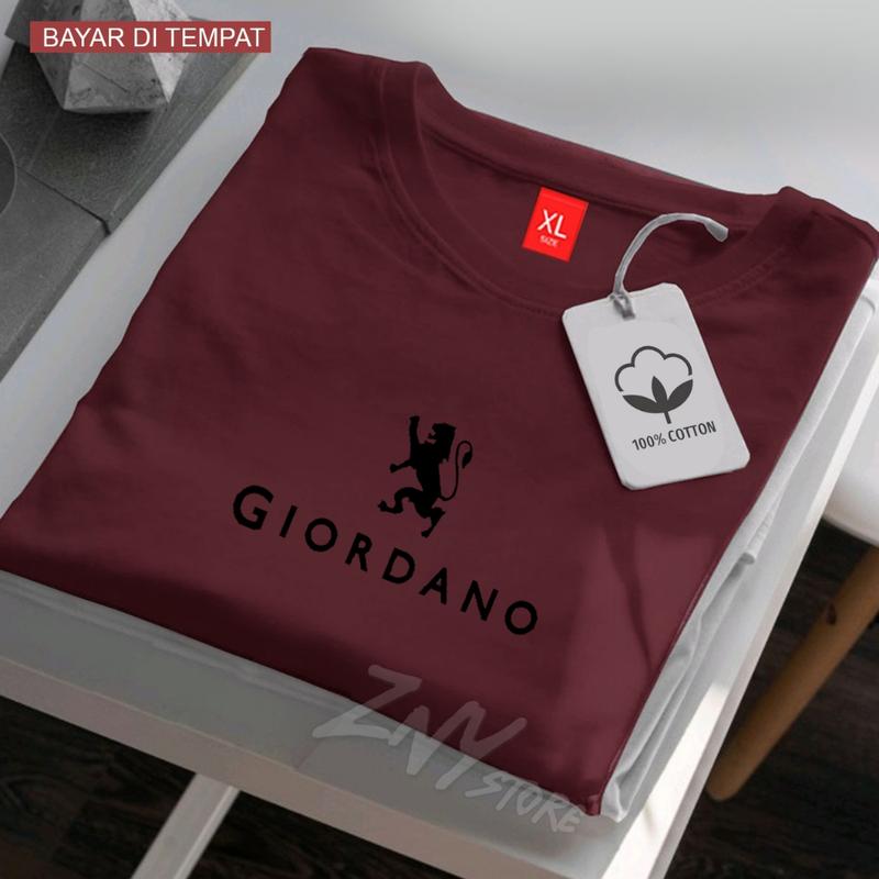 COD !!! Baju Kaos Distro Giordano Logo Text Hitam Premium Quality Kaos Cotton Combed 30s Lengan Pendek T-Shrit Koas Unisex Pria/Wanita 6