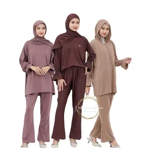 Nadhifma One set jersey premium setelan wanita hijab daily celana semi cutbray iclued pasmina