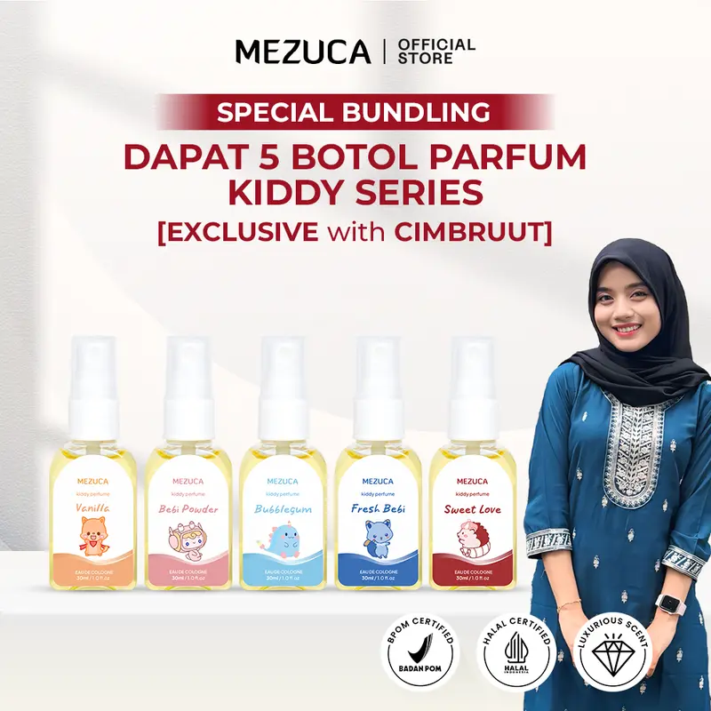 [EXCLUSIVE CIMBRUT] Dapat 5 Botol Parfum Anak Kiddy Series Mezuca 30mL Eau De PARFUME BPOM Wangi Harum Bayi Anak Kecil Tahan Lama 0