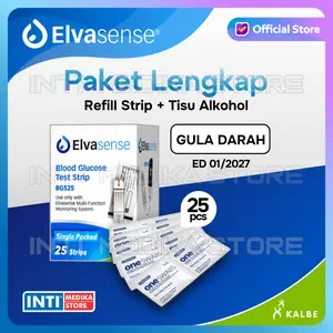 ELVASENSE - Paket Refill Strip Tes Gula Darah Isi 25pcs | Refill Blood Glucose Test Strip 3in1