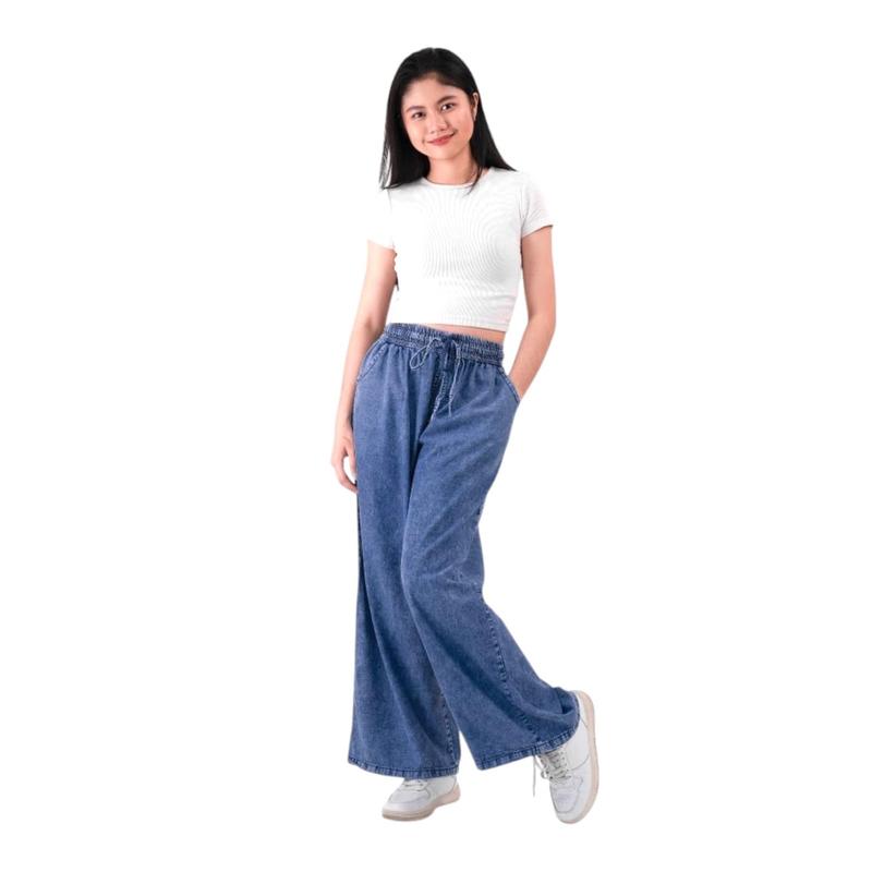 Celana Panjang Kulot Jeans Wanita Bb 65kg Maxx Denim Jeans Premium Pinggang Full Karet Nyaman Simple 8