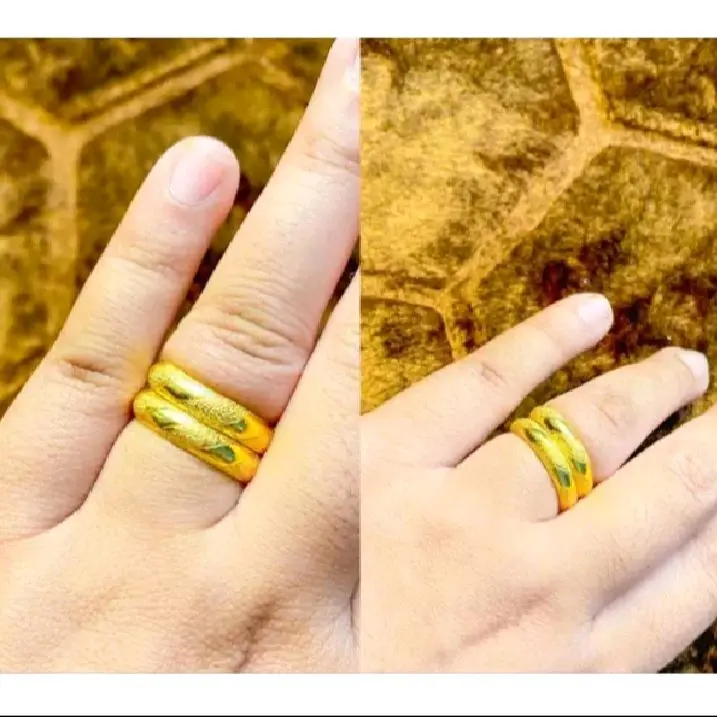 cincin unik motif ulir terbuat dari bahan koin logam  Gold1991-1992  Perhiasan Hadiah wanita Elegan tidak mengHitam Rings 0