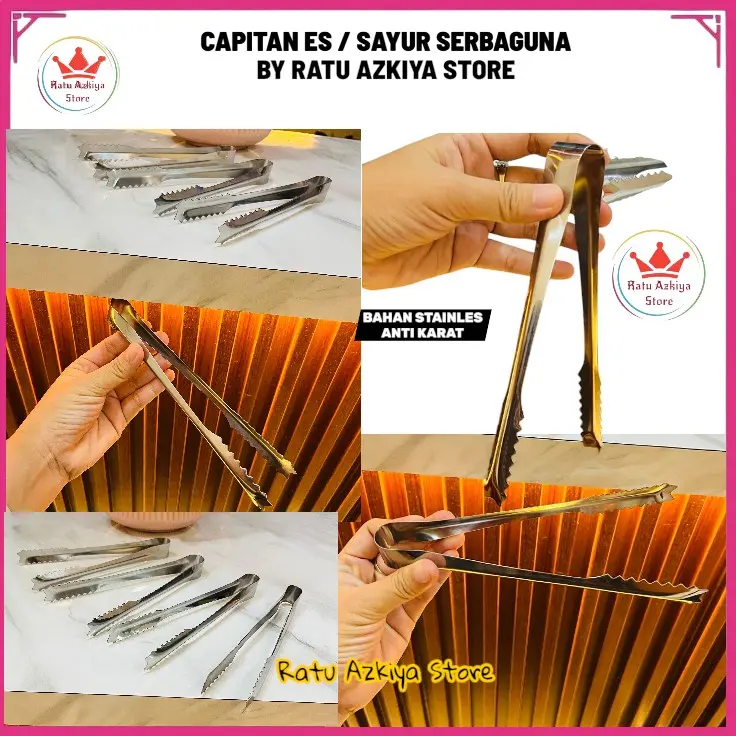 PROMO MURAH !!! Capitan Es Batu Capitan Penjepit Makanan Sayur Gula Batu Ice Stainless