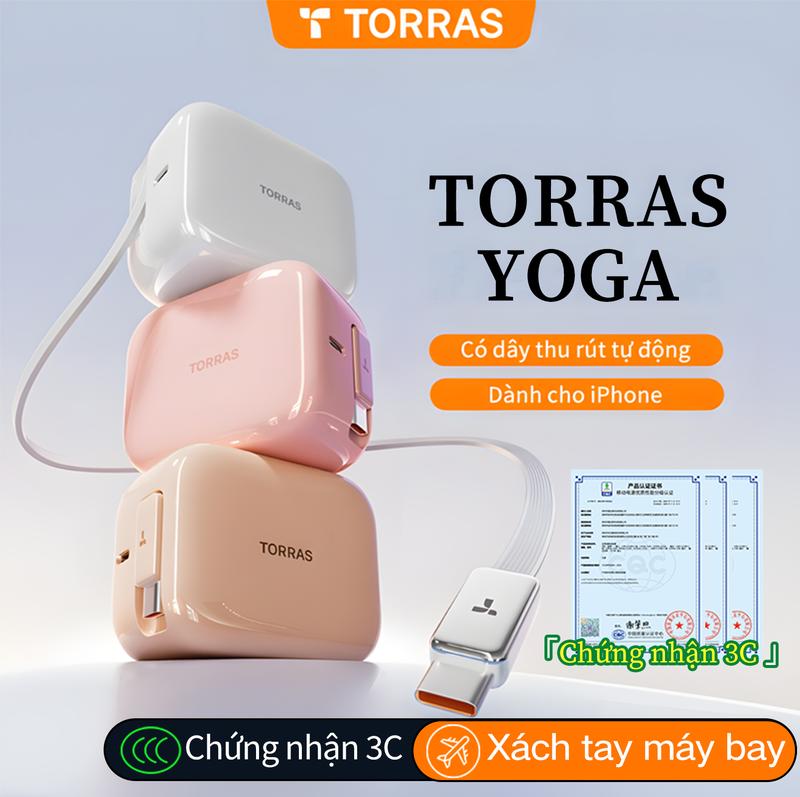  【Chứng nhận 3C Bộ sạc nhanh TORRAS Yoga Sạc nhanh 27-45W Tương thích với Apple   Android Cáp sạc rút gọn Tự động Chống rối dây Có thể mang lên máy bay 