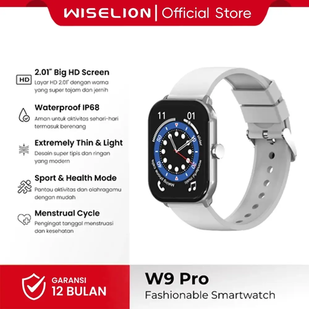 WISELION W9 Pro Fashionable Smartwatch - Women Health Monitoring & Sport Analyse - Water proof Jam Layar